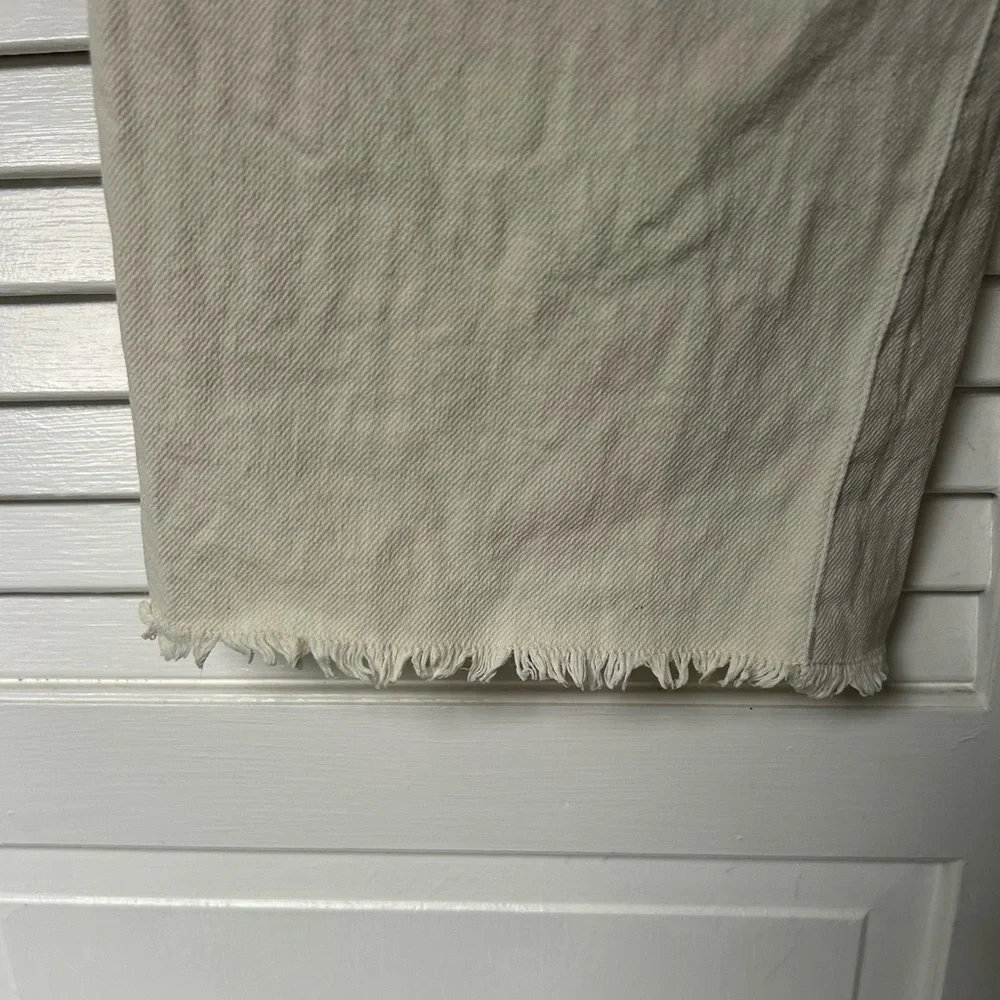 THE GREAT. Frayed Ranger Raw Hem Cropped Pant Cream 29 - Picture 8 of 8